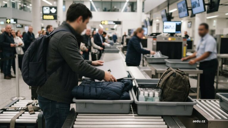 Příprava zavazadla na bezpečnostní kontrolu na letišti