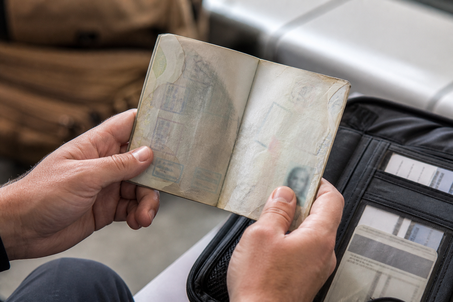 Kontrola poškozeného cestovního pasu