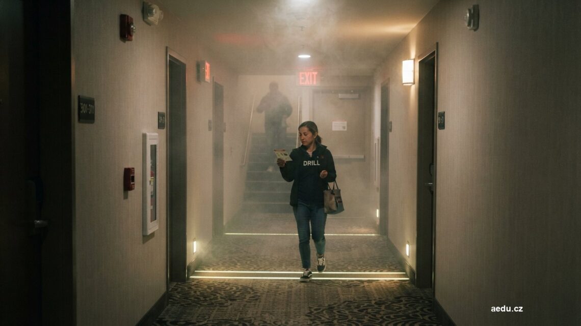 Evakuace hotelu při požárním poplachu