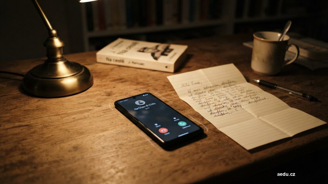 Telefon s příchozím hovorem vedle otevřeného dopisu